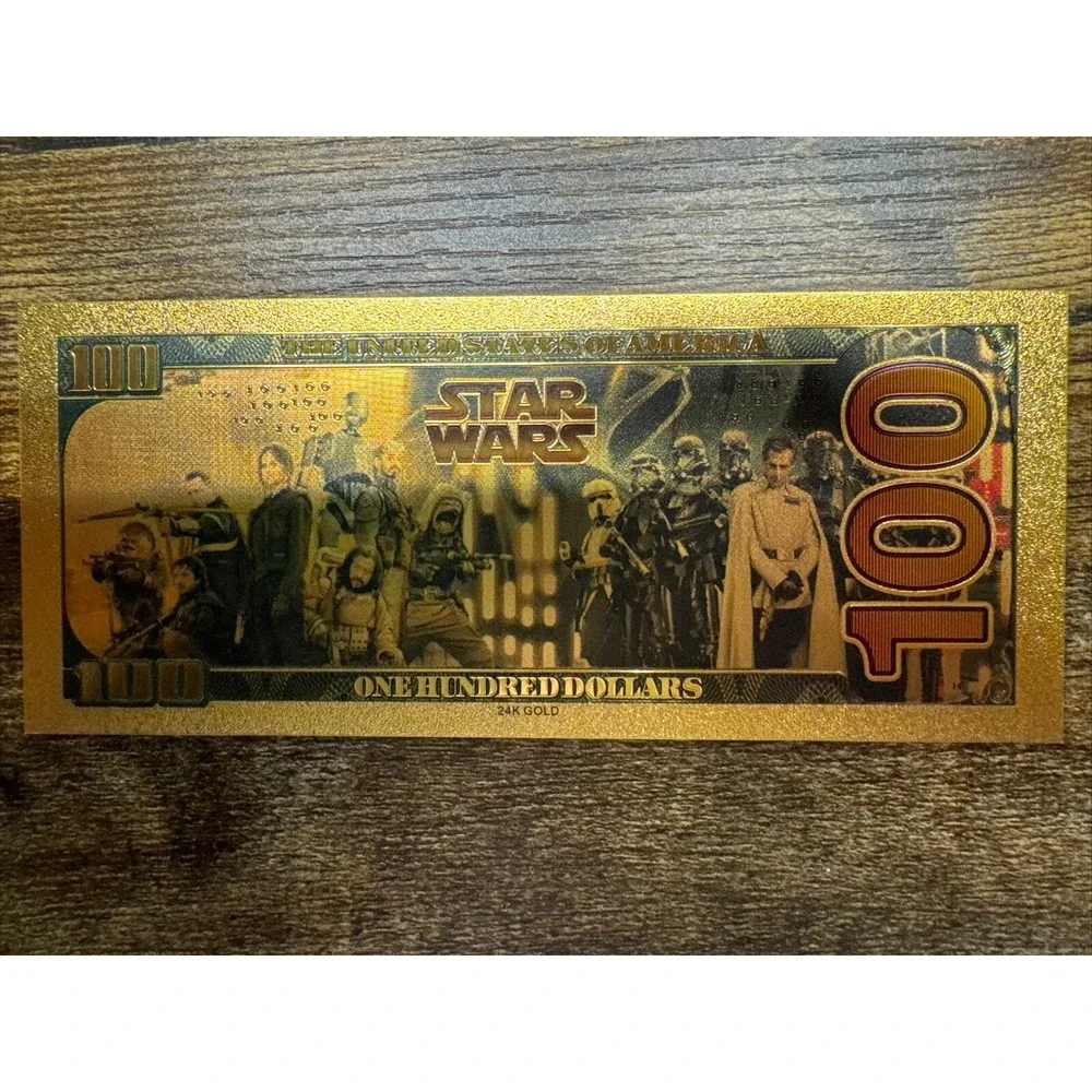24k Gold Foil Plated Finn Star Wars Banknote Star Wars Collectible $100 Bill